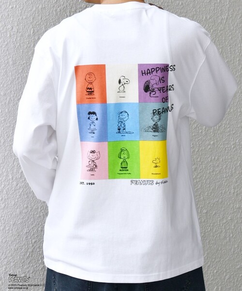 SHIPS any: SNOOPY コラボ 75th グラフィック プリント Tシャツ(ロンT