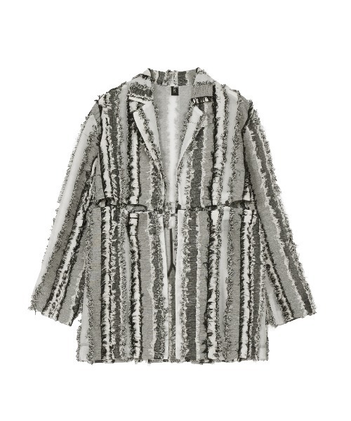 ELCHELE(エルチェレ)の「STRIPE JQ SEPARATE JACKET(テーラードジャケット・レディース・ホワイト/マルチ・FREE)」の10枚目の写真