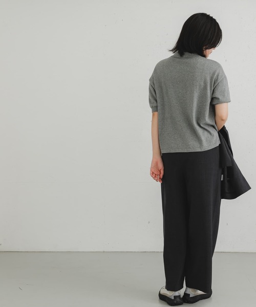 EKAL（エカル）の「ハーフスリーブニットポロシャツ（ニット/セーター・レディース・ブラック/グレー/レッド・ONE）」の9枚目の写真