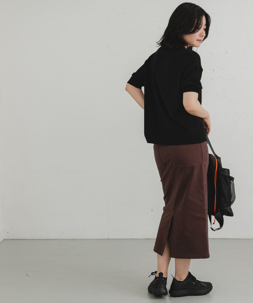 EKAL（エカル）の「ハーフスリーブニットポロシャツ（ニット/セーター・レディース・ブラック/グレー/レッド・ONE）」の14枚目の写真