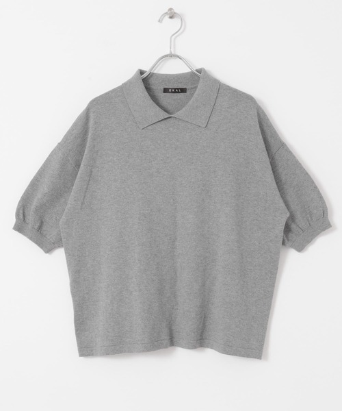 EKAL（エカル）の「ハーフスリーブニットポロシャツ（ニット/セーター・レディース・ブラック/グレー/レッド・ONE）」の21枚目の写真