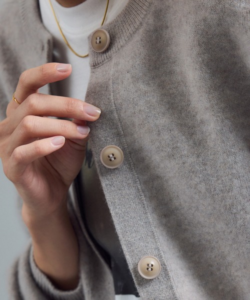 セール】カシミヤクルーネックニットカーディガン（カーディガン