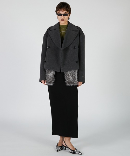 PRANK PROJECT（プランクプロジェクト）の「ファーレイヤードピーコート / Fur Layered Peacoat（ピーコート・レディース・グレー/ブラック・FREE）」の15枚目の写真