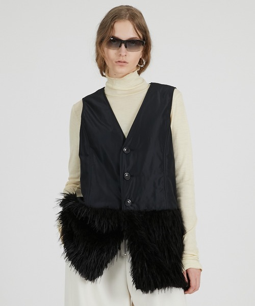 PRANK PROJECT（プランクプロジェクト）の「ファーレイヤードピーコート / Fur Layered Peacoat（ピーコート・レディース・グレー/ブラック・FREE）」の9枚目の写真