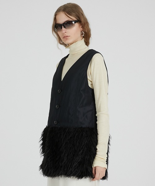 PRANK PROJECT（プランクプロジェクト）の「ファーレイヤードピーコート / Fur Layered Peacoat（ピーコート・レディース・グレー/ブラック・FREE）」の10枚目の写真