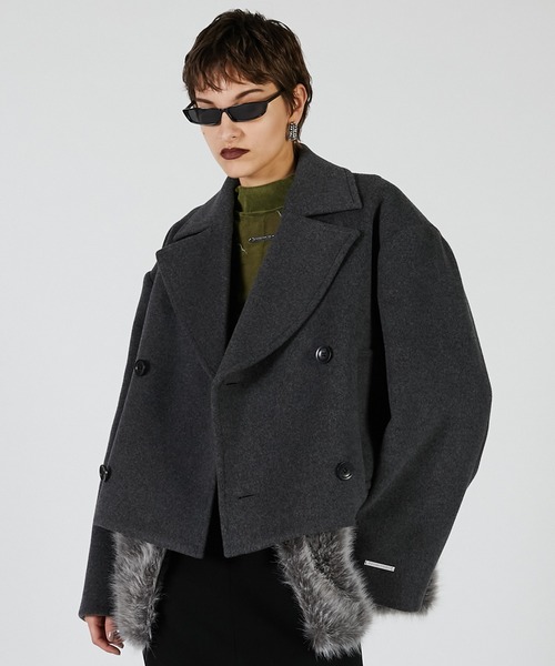 PRANK PROJECT（プランクプロジェクト）の「ファーレイヤードピーコート / Fur Layered Peacoat（ピーコート・レディース・グレー/ブラック・FREE）」の5枚目の写真