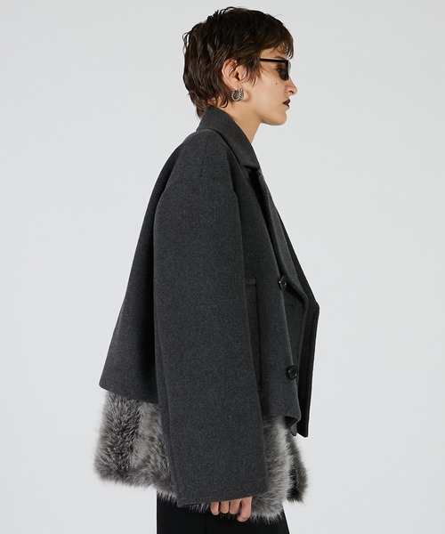 PRANK PROJECT（プランクプロジェクト）の「ファーレイヤードピーコート / Fur Layered Peacoat（ピーコート・レディース・グレー/ブラック・FREE）」の18枚目の写真