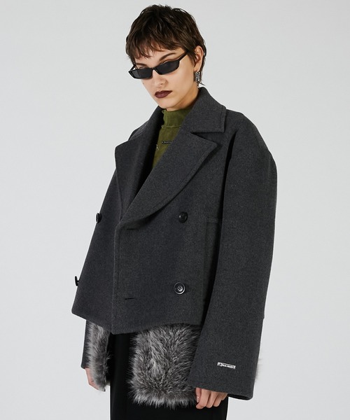 PRANK PROJECT（プランクプロジェクト）の「ファーレイヤードピーコート / Fur Layered Peacoat（ピーコート・レディース・グレー/ブラック・FREE）」の21枚目の写真
