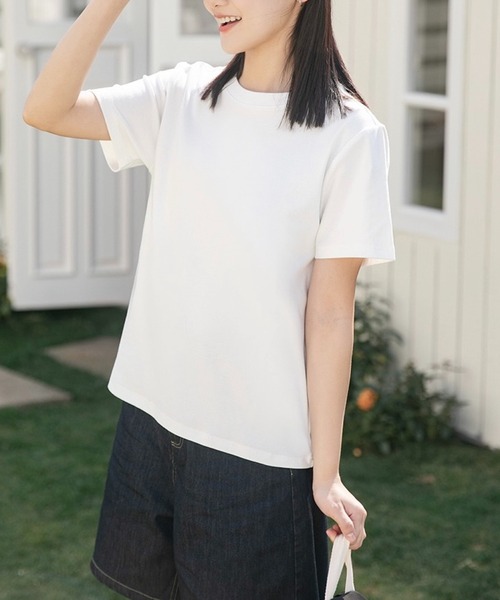 SHOUYO(ショウヨウ)の「【2色展開】シンプルで使える 無地ストレッチTシャツ(Tシャツ/カットソー・レディース・グレー/ホワイト・M)」の2枚目の写真