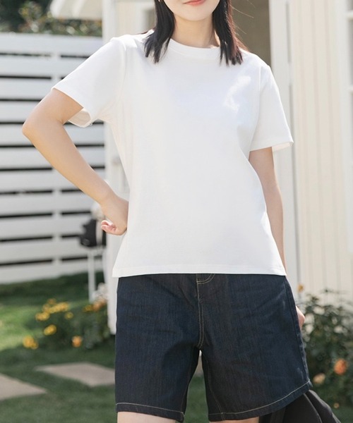 SHOUYO(ショウヨウ)の「【2色展開】シンプルで使える 無地ストレッチTシャツ(Tシャツ/カットソー・レディース・グレー/ホワイト・M)」の4枚目の写真