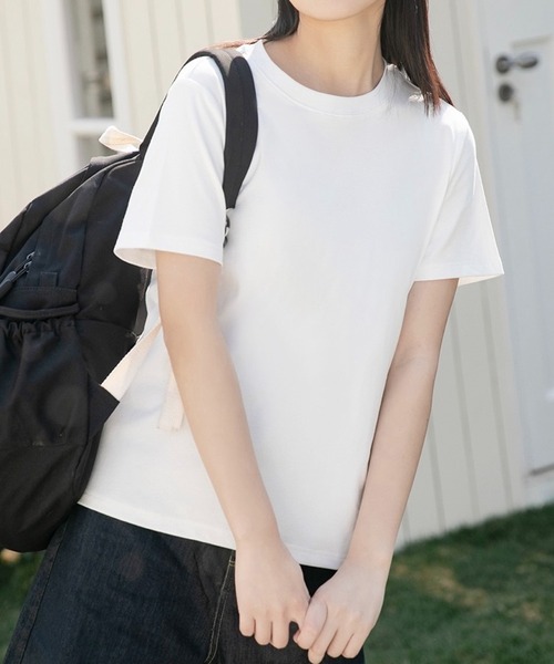 SHOUYO(ショウヨウ)の「【2色展開】シンプルで使える 無地ストレッチTシャツ(Tシャツ/カットソー・レディース・グレー/ホワイト・M)」の5枚目の写真