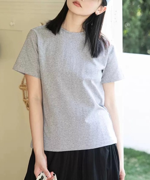 SHOUYO(ショウヨウ)の「【2色展開】シンプルで使える 無地ストレッチTシャツ(Tシャツ/カットソー・レディース・グレー/ホワイト・M)」の12枚目の写真