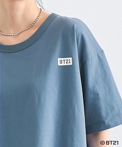 SMILE LAND（スマイルランド）の「【BT21】ゆるシルエットプリントTシャツ＜大きいサイズ有＞（Tシャツ/カットソー・レディース・ブラック/オフホワイト/オートミール/ライトパープル/ネイビー系・S～Ｍ/L～LL/3L～4L/5L～6L）」の8枚目の写真