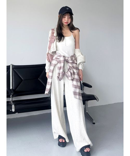 【新品未使用】SNIDEL♡UVカットパンツ シルバー WEB限定カラーあり】UVカットスウェットワイドパンツ