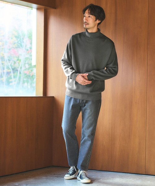 green label relaxing（グリーンレーベルリラクシング）の「コットン アゼ タートル ネック ニット（ニット/セーター・メンズ・ブラック/ライム/ライトグレー/ダークグレー・XL/L/M/S）」の5枚目の写真