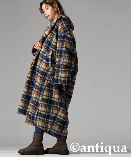セール】チェック柄ボアジャケット（その他アウター）｜antiqua