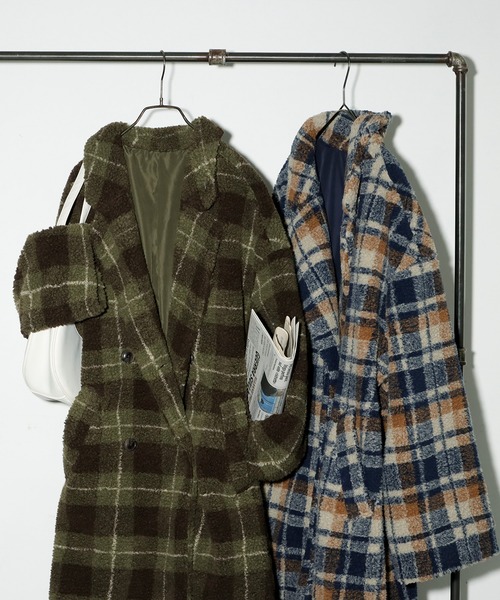 チェック柄ボアジャケット（その他アウター）｜antiqua（アンティカ