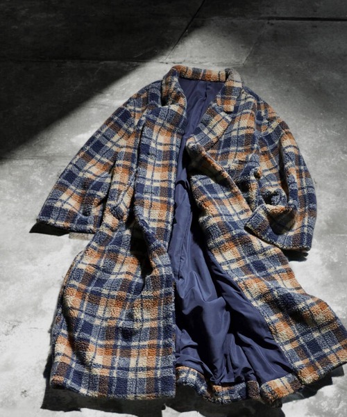 チェック柄ボアジャケット（その他アウター）｜antiqua（アンティカ