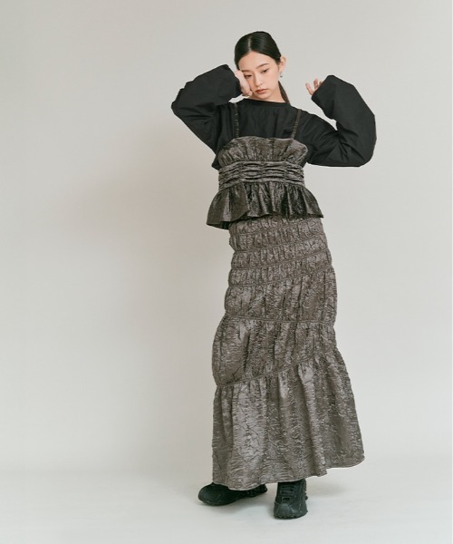 W:Huku（フーク）の「タイプライター ショート バルーン ブラウス トップス / Cotton Typewriter Short Balloon Top（その他トップス・レディース・オフホワイト/グレー/ブラック・FREE）」の10枚目の写真