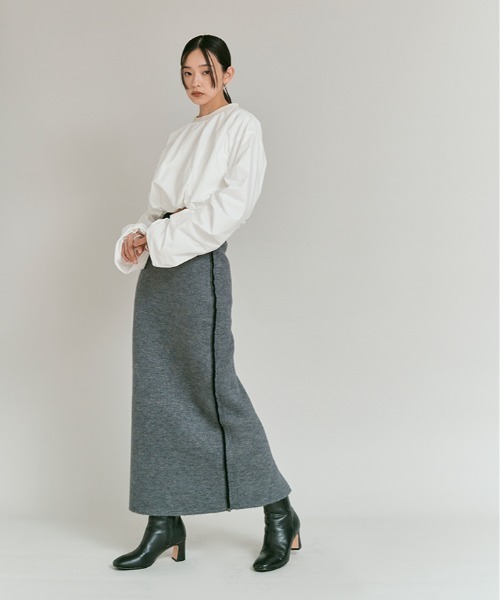 W:Huku（フーク）の「タイプライター ショート バルーン ブラウス トップス / Cotton Typewriter Short Balloon Top（その他トップス・レディース・オフホワイト/グレー/ブラック・FREE）」の12枚目の写真