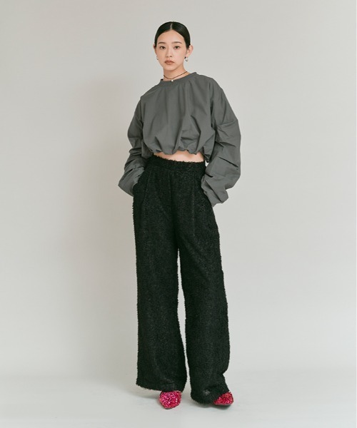 W:Huku（フーク）の「タイプライター ショート バルーン ブラウス トップス / Cotton Typewriter Short Balloon Top（その他トップス・レディース・オフホワイト/グレー/ブラック・FREE）」の16枚目の写真