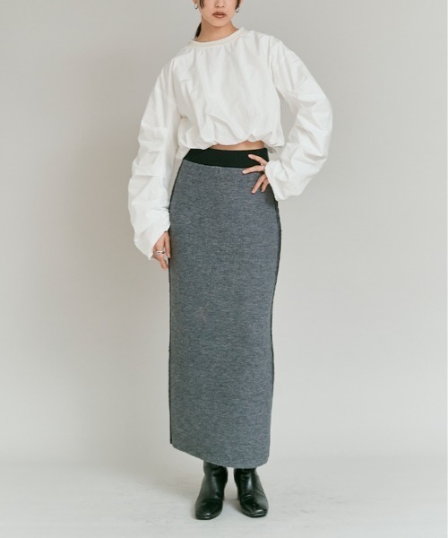 W:Huku（フーク）の「タイプライター ショート バルーン ブラウス トップス / Cotton Typewriter Short Balloon Top（その他トップス・レディース・オフホワイト/グレー/ブラック・FREE）」の19枚目の写真
