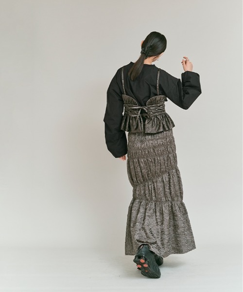 W:Huku（フーク）の「タイプライター ショート バルーン ブラウス トップス / Cotton Typewriter Short Balloon Top（その他トップス・レディース・オフホワイト/グレー/ブラック・FREE）」の21枚目の写真