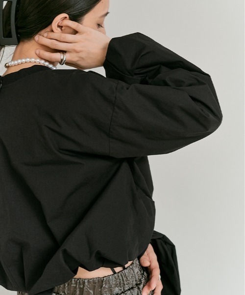 W:Huku（フーク）の「タイプライター ショート バルーン ブラウス トップス / Cotton Typewriter Short Balloon Top（その他トップス・レディース・オフホワイト/グレー/ブラック・FREE）」の22枚目の写真