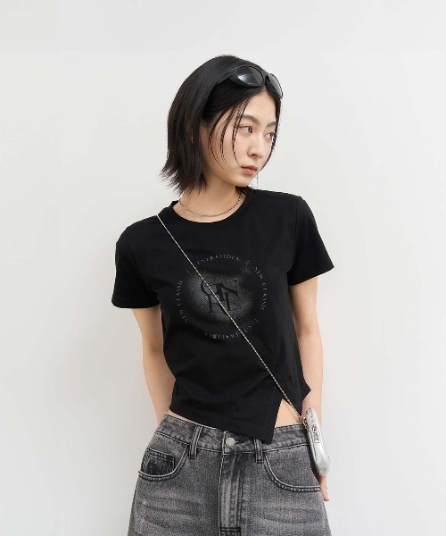 GENERAL IDEA（ジェネラルアイデア）の「GENERAL IDEA/ジェネラルアイディア unbalance silket span artwork half t-shirts Tシャツ（Tシャツ/カットソー・レディース・カーキ/ブラック/ホワイト・S/M/L）」の18枚目の写真