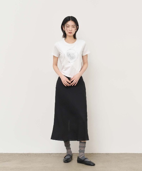 GENERAL IDEA（ジェネラルアイデア）の「GENERAL IDEA/ジェネラルアイディア unbalance silket span artwork half t-shirts Tシャツ（Tシャツ/カットソー・レディース・カーキ/ブラック/ホワイト・S/M/L）」の13枚目の写真