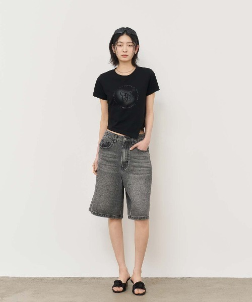 GENERAL IDEA（ジェネラルアイデア）の「GENERAL IDEA/ジェネラルアイディア unbalance silket span artwork half t-shirts Tシャツ（Tシャツ/カットソー・レディース・カーキ/ブラック/ホワイト・S/M/L）」の22枚目の写真