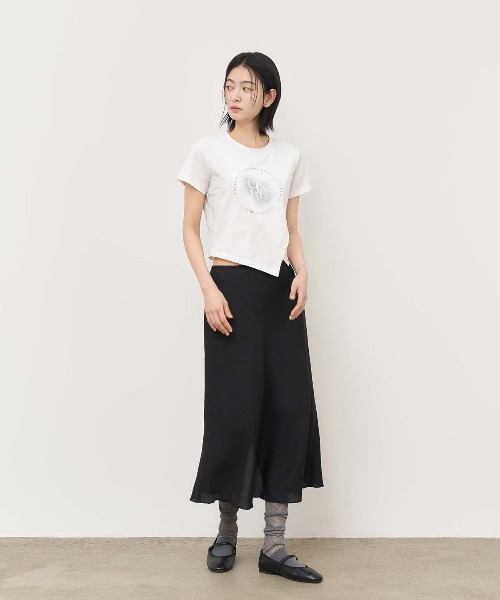 GENERAL IDEA（ジェネラルアイデア）の「GENERAL IDEA/ジェネラルアイディア unbalance silket span artwork half t-shirts Tシャツ（Tシャツ/カットソー・レディース・カーキ/ブラック/ホワイト・S/M/L）」の11枚目の写真