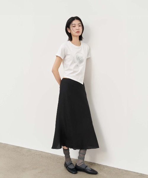 GENERAL IDEA（ジェネラルアイデア）の「GENERAL IDEA/ジェネラルアイディア unbalance silket span artwork half t-shirts Tシャツ（Tシャツ/カットソー・レディース・カーキ/ブラック/ホワイト・S/M/L）」の12枚目の写真