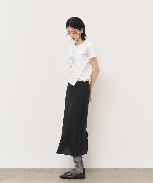 GENERAL IDEA（ジェネラルアイデア）の「GENERAL IDEA/ジェネラルアイディア unbalance silket span artwork half t-shirts Tシャツ（Tシャツ/カットソー・レディース・カーキ/ブラック/ホワイト・S/M/L）」の14枚目の写真