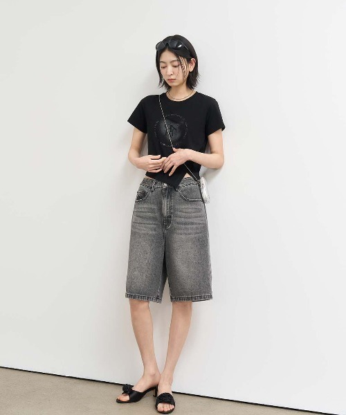 GENERAL IDEA（ジェネラルアイデア）の「GENERAL IDEA/ジェネラルアイディア unbalance silket span artwork half t-shirts Tシャツ（Tシャツ/カットソー・レディース・カーキ/ブラック/ホワイト・S/M/L）」の21枚目の写真