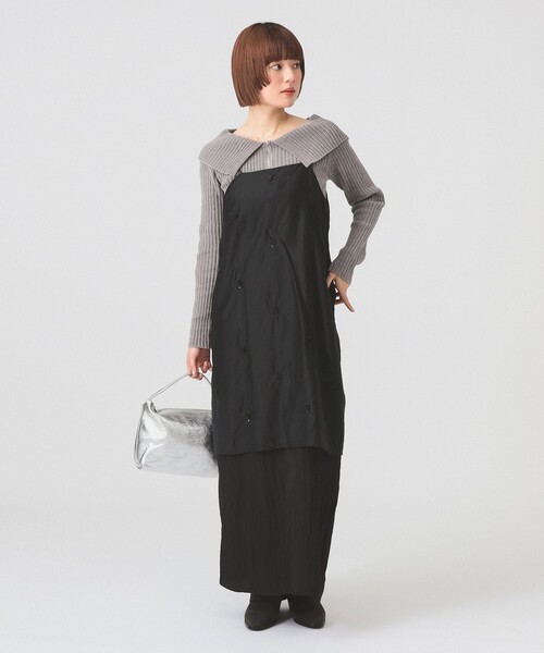 ビーズ装飾 ブラック キャミワンピース ビーズ 刺繍 キャミ ワンピース（ワンピース）｜Ray BEAMS（レイ