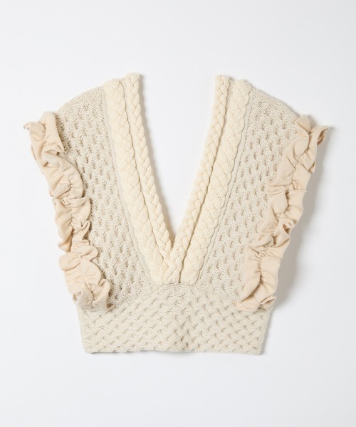 leinwande（ラインヴァンド）の「【leinwande】Braids&Frill Top（ベスト・レディース・ブラック/ブルー/ホワイト・ONE SIZE）」の6枚目の写真