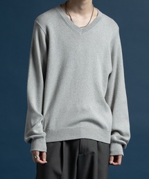 Casper John(LXp[W)Wool cotton high gauge V-neck sweater / E[RbgnCQ[WVlbNZ[^[(jbg/Z[^[)