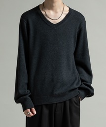 CASPER JOHN | Wool cotton high gauge V-neck sweater / ウールコットンハイゲージVネックセーター(ニット/セーター)