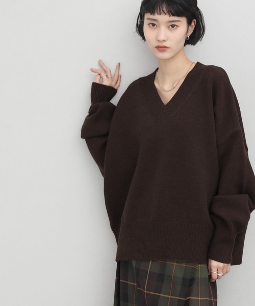 セール】【NOGLE/ノグル】深Vネックルーズリブニット（ニット/セーター