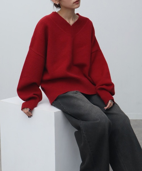 NOGLE/ノグル】深Vネックルーズリブニット（ニット/セーター）｜NOGLE