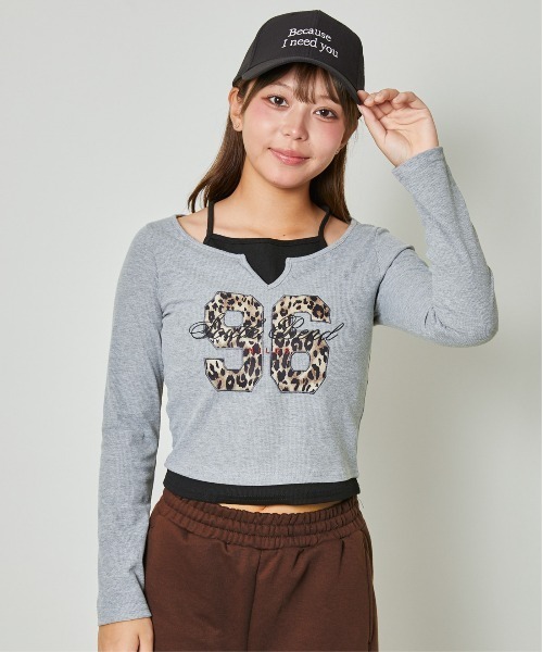 GORGE(ゴージ)の「《レイヤード風デザイン》レディース 天竺ロゴプリント トップス カジュアル 春秋(Tシャツ/カットソー・レディース・ブラック/オフホワイト/グレー・F)」の3枚目の写真