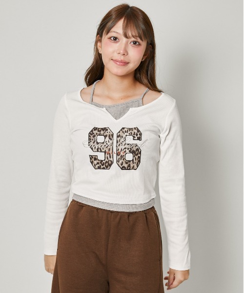 GORGE(ゴージ)の「《レイヤード風デザイン》レディース 天竺ロゴプリント トップス カジュアル 春秋(Tシャツ/カットソー・レディース・ブラック/オフホワイト/グレー・F)」の7枚目の写真