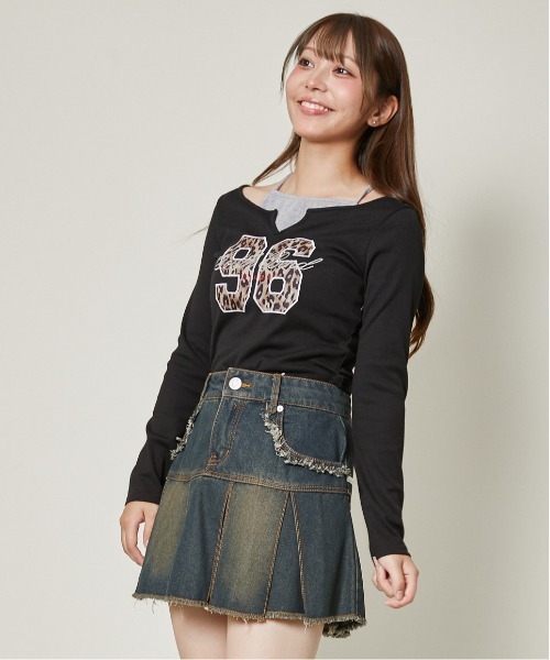GORGE(ゴージ)の「《レイヤード風デザイン》レディース 天竺ロゴプリント トップス カジュアル 春秋(Tシャツ/カットソー・レディース・ブラック/オフホワイト/グレー・F)」の9枚目の写真