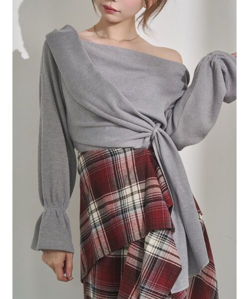 EATME(イートミー)の「クロスカシュクールTOP(Tシャツ/カットソー・レディース・グレー/ブラック/ワイン・FREE)」の3枚目の写真