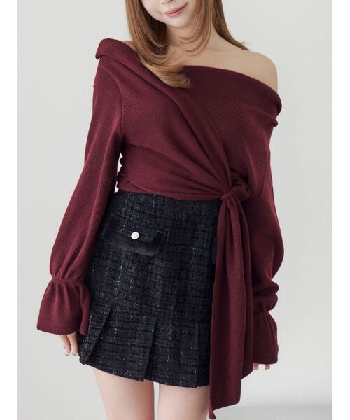 EATME(イートミー)の「クロスカシュクールTOP(Tシャツ/カットソー・レディース・グレー/ブラック/ワイン・FREE)」の1枚目の写真