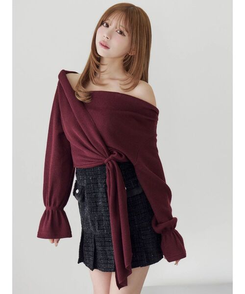 EATME(イートミー)の「クロスカシュクールTOP(Tシャツ/カットソー・レディース・グレー/ブラック/ワイン・FREE)」の7枚目の写真