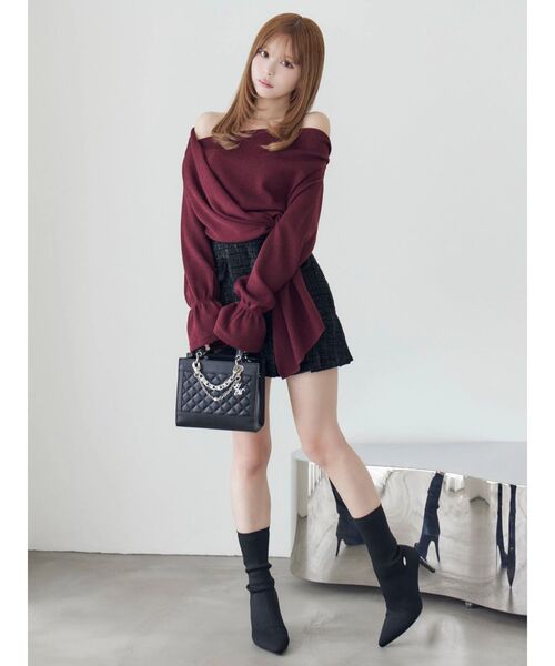 EATME(イートミー)の「クロスカシュクールTOP(Tシャツ/カットソー・レディース・グレー/ブラック/ワイン・FREE)」の6枚目の写真