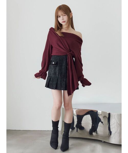 EATME(イートミー)の「クロスカシュクールTOP(Tシャツ/カットソー・レディース・グレー/ブラック/ワイン・FREE)」の5枚目の写真