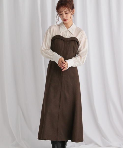 mysty woman（ミスティウーマン）の「シャツドッキングワンピース　582487（ワンピース・レディース・グレー/ブラウン/モカ/ダークブラウン・FREE）」の22枚目の写真
